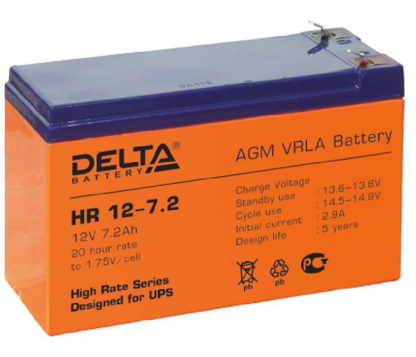 Аккумулятор HR Delta 12-7,2 12В 7,2Ач 94*65*151мм 2,5кг