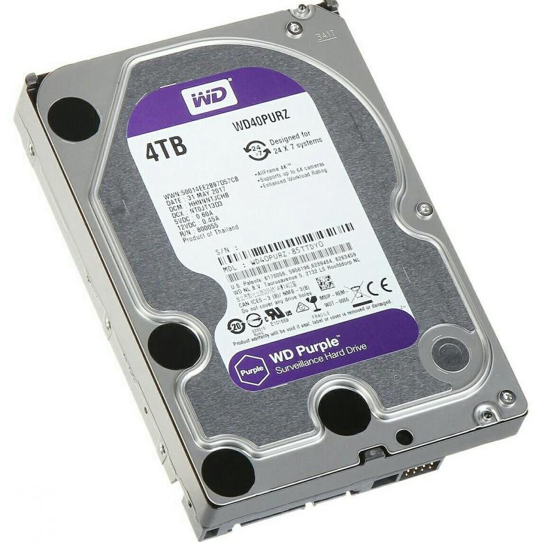 Жесткий диск 4Tb SATA III Western Digital Purple <WD40PURZ> 64Mb 5400rpm