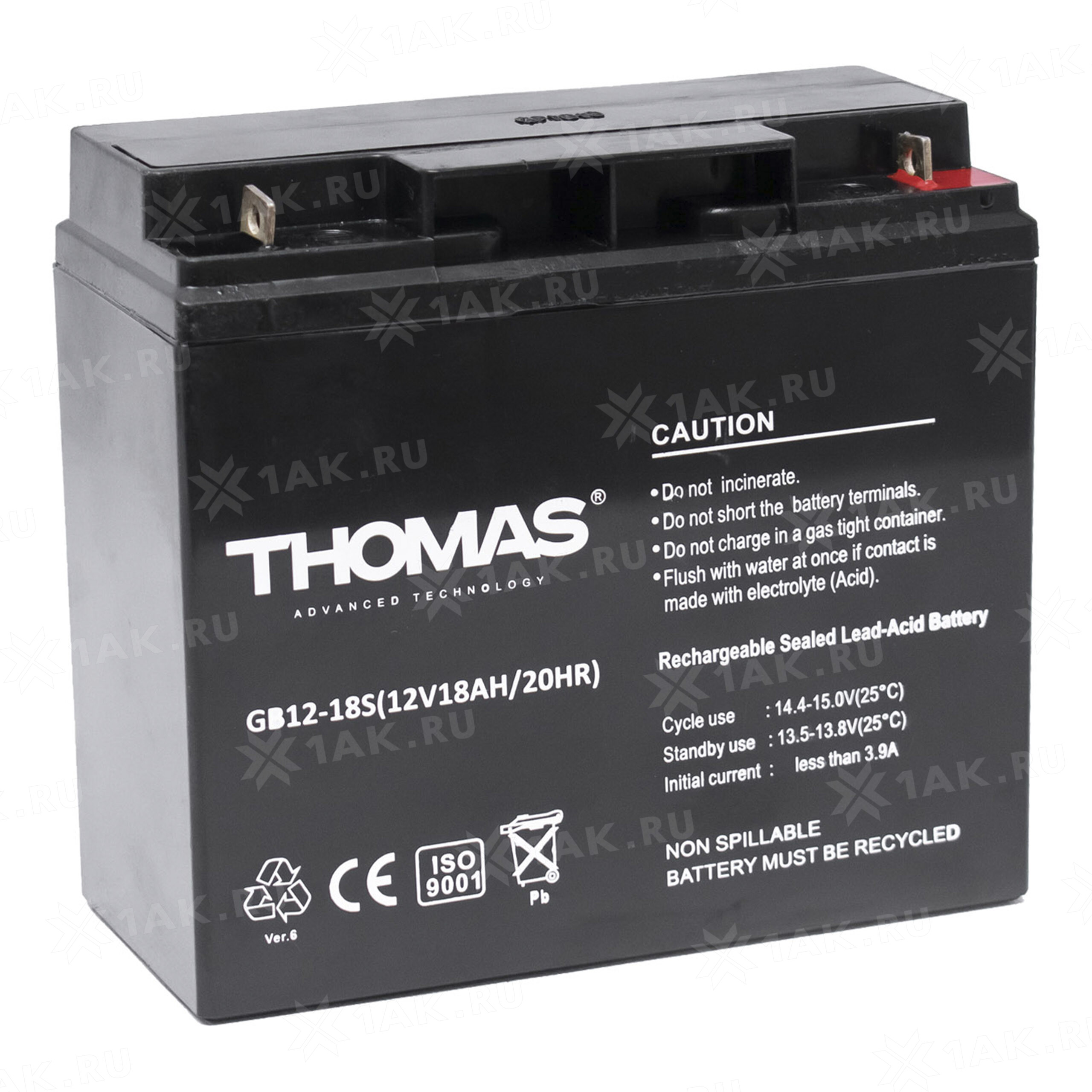 Аккумулятор 1218 GB 12В 18Ач 181x77x167мм 4,0кг (Thomas)